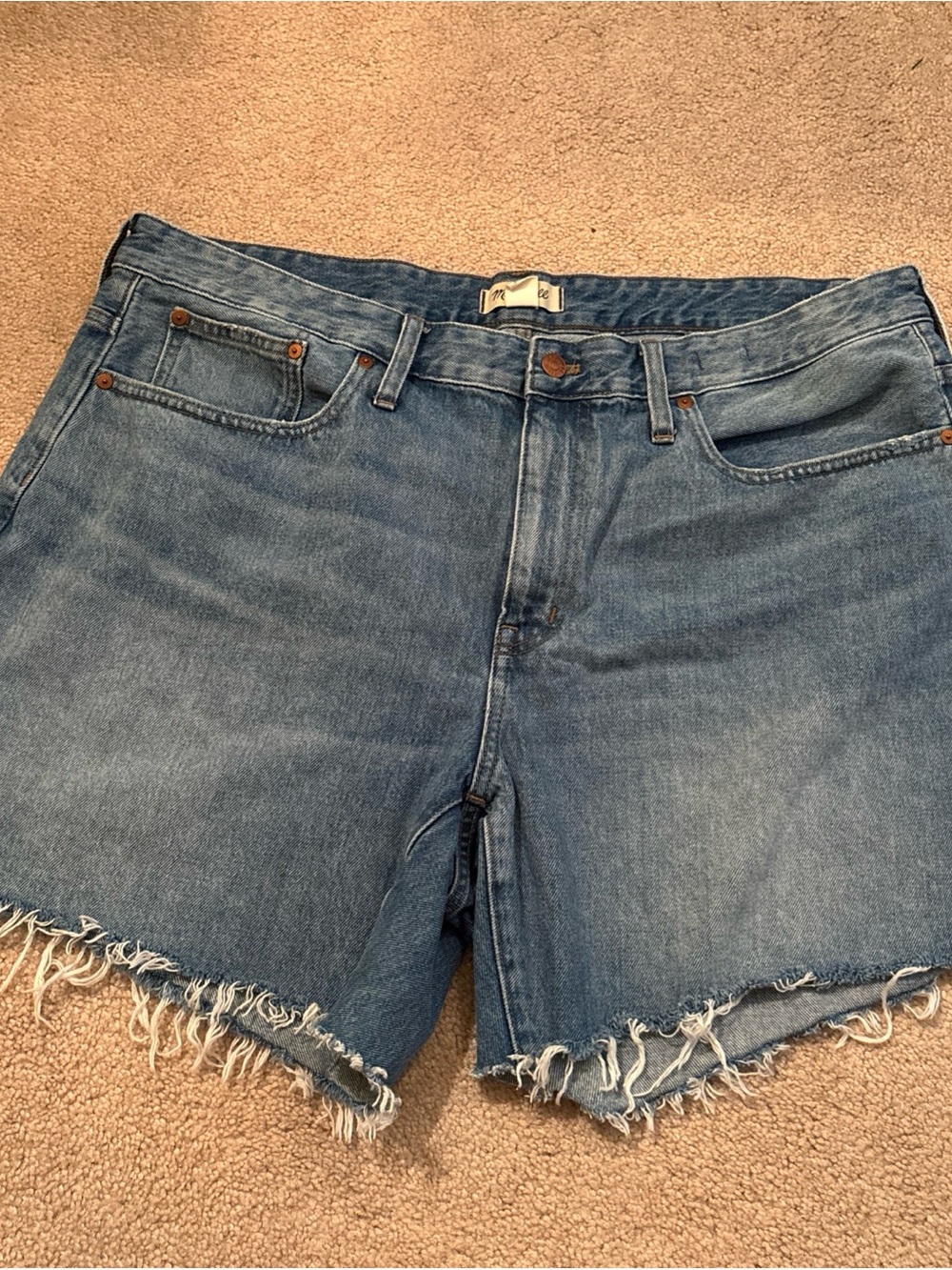 Madewell Light Blue Denim Frayed Hem Shorts